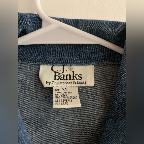 Vintage Blue Patchwork Denim Vest Size 22 Y2k 90s Oversized Christopher & Banks - Picture 2 of 4